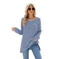 thumbnail image 6 of SHIBEVER Womens Sweaters Tops Fall Fashion Long Sleeve Tunic Lightweight Sweaters for Women Tops Dressy Casual Blue Pullover Blouse Size L, 6 of 6