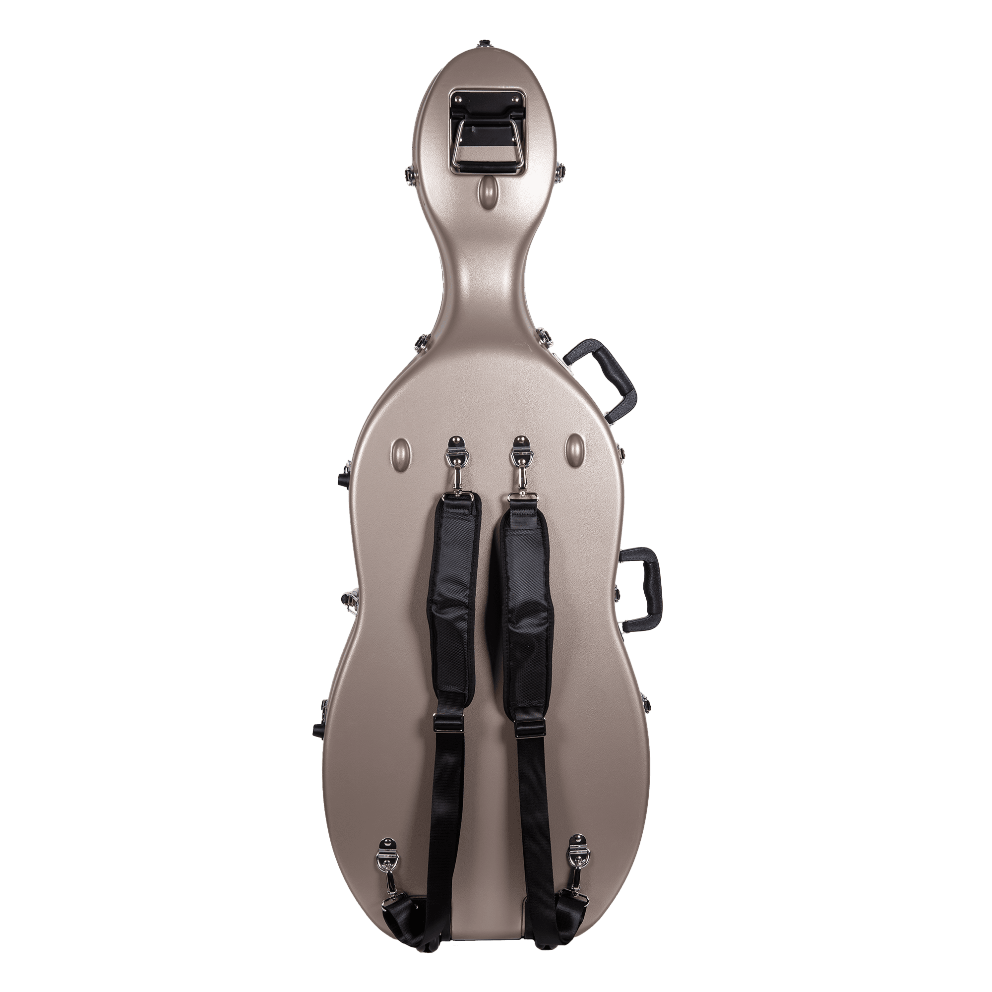 Crossrock 3/4 and 4/4 Size Cello Case | ABS Molded Hardshell with Wheels, Accessory Pocket, 2 Bow Holders, Security Lock, and Detachable Straps-Champagne