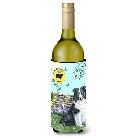 24 oz Border Collie Crossing Wine Bottle Hugger