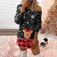 thumbnail image 4 of Camiseta sin tirantes de manga larga con cuello sesgado suelto con estampado navideño para mujer Fridja  FKASFK924, 4 of 8