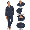 thumbnail image 3 of MAYFISH Men's 100% Cotton Pajamas Sets Pajamas for Men Long Sleeve Sleepwear Set with Pockets and Button Down S-XL(Navy Blue XL), 3 of 5