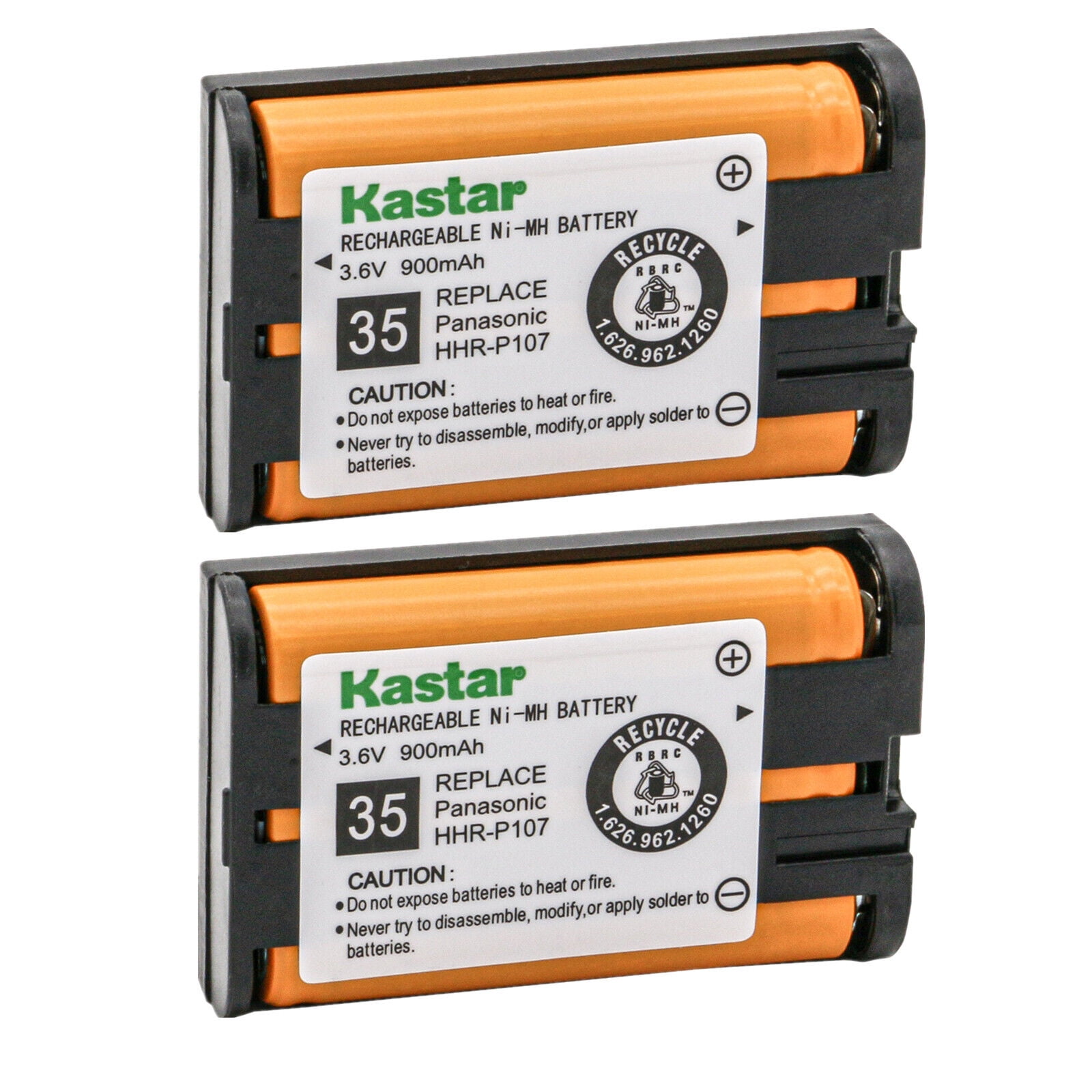 Kastar 2-Pack Battery 3.6V 900mAh Replacement For Panasonic HHR-P107 ...