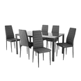 thumbnail image 1 of Juego de Comedor Mesa De Vidrio 6 Sillas De Metal Asiento Acojinado KingsHouse gris, 1 of 8