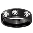 thumbnail image 2 of Multiple Skull 8MM Step Edge Brush Black Tungsten Men's Ring, 2 of 2