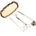 thumbnail image 1 of xianlin-Candle Accessory Set Gift Box, Exquisite Wave Storage Tray Plate, Candle Wick Trimmer, Bell Candle Wick Snuffer, Candle Wick Dipper, 4-in-1 Candle Care Toll Kit for Scented Candle Lover, Gold, 1 of 4