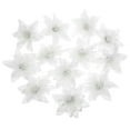 thumbnail image 3 of Homoyoyo 12Pcs White Iridescent Poinsettia Flowers Artificial Christmas Decorations Indoor Floral Arrangement, 3 of 8