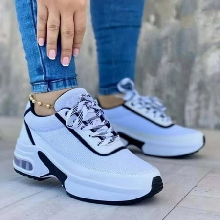 

Fjofpr Shoes Breathable Mesh Lace-up Sneakers Thick-soled Women s Single Shoes Heightening Casual Sandals Hot