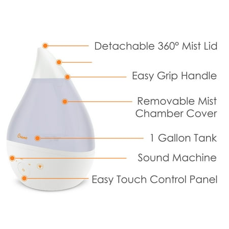 CRANE - 1 Gal. Drop Cool Mist Humidifier with Sound Machine - White