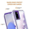 thumbnail image 6 of Compatible with Samsung Galaxy Note 20 5G Phone Case Tempered Glass Screen Protector Bling Liquid Glitter Clear Hybrid Shockproof TPU Military Grade Protective Heavy Duty Cell Cover Women Purple, 6 of 6