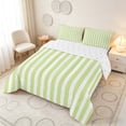 thumbnail image 3 of Manfei Geometric Stripe Queen Comforter Set,Contemporary Minimalist Comforter Sets Queen, Light Green White, Reversible 3pcs, 1 Comforter and 2 Pillowcases, 3 of 6