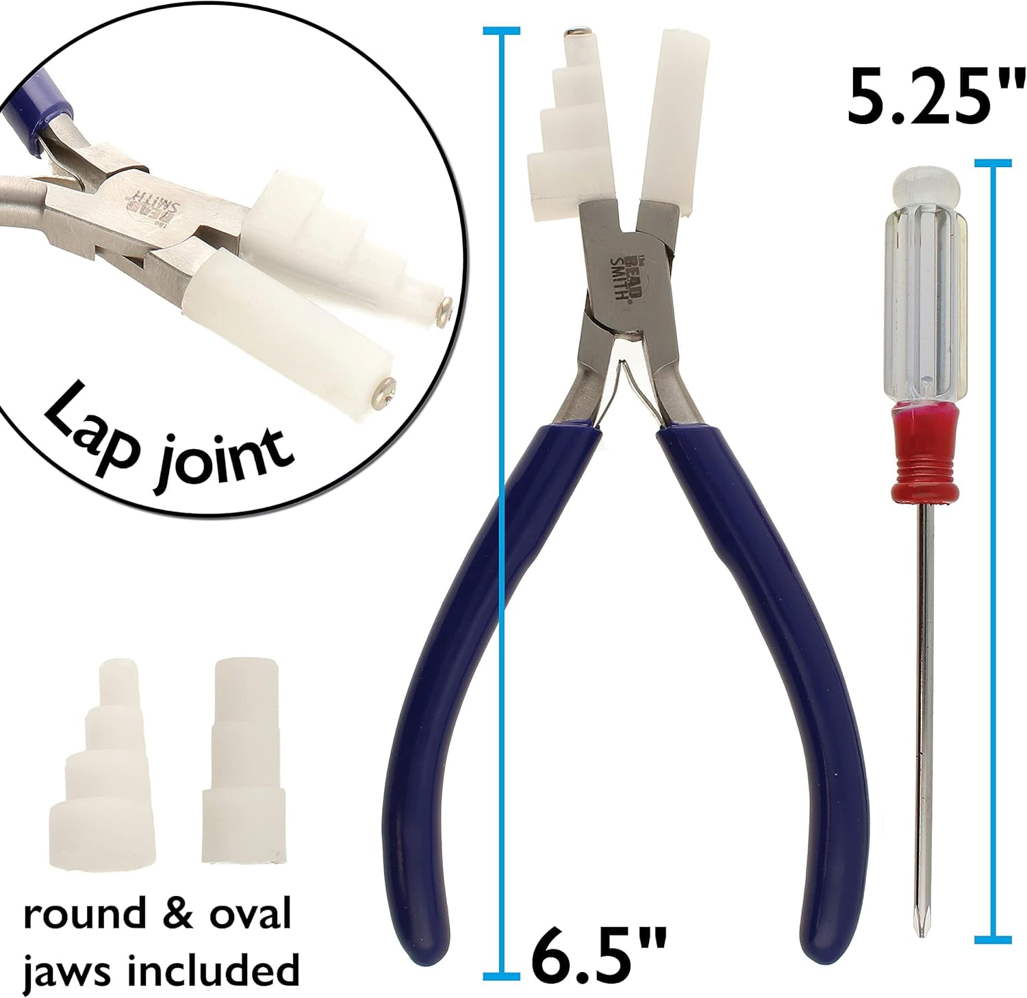 The Beadsmith Stepped Pliers with Interchangeable Nylon Jaws - 6.5 Inches (165mm), Comfort Grip Handle with Double Leaf Springs, Jewelry Making Tool for Bending & Shaping Wire