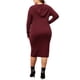 thumbnail image 3 of Vestido de suéter de talla grande Agnes Orinda para mujeres con mangas largas y capucha 4X Burdeos, 3 of 6