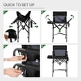 thumbnail image 6 of REDCAMP Tall Folding Chair 29" Seat Height Directors Chair High Portable Foldable Bar Stool with Side Table and Storage Bag for Makeup Artist, Lawn, Craft Show, 350LBS Black, 2Pack, 6 of 9