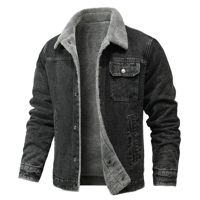 Qertyioot Tops for Men Fall Winter Casual Long Sleeve Button Fashion Jacket