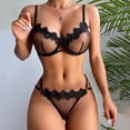 thumbnail image 2 of Conjunto de lencería para mujer, dos piezas, lazo, malla transparente, encaje, anillo de acero, sujetador, tangas, lencería con aros, ropa interior erótica íntima Tan Jianjun unisex, 2 of 2
