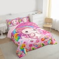 thumbnail image 3 of Manfei Cartoon Animal Axolotl Bedding Comforter Set,Kawaii Ocean Animal Twin Comforter Sets,Colorful Candy Pink Daisy Bedding Set For Teens,Ultra Soft Home Decor Reversible,2 Pieces, 3 of 8