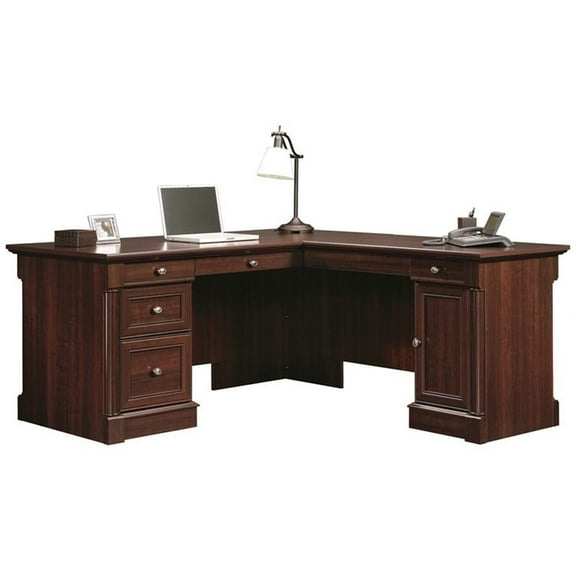 Bowery Hill Traditional L-Shaped Wood Computer Desk in Cherry