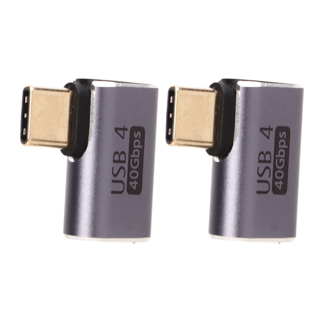 90 Degree USB C Adapter, 100W Fast Charging Type C Male To Female Right Angle Connector 7680x4320 2Pcs Portable 40Gbps For Transmission