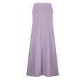 thumbnail image 4 of CHUANK Robe Longue Ample Sans Manches en Coton et Lin pour Femmes, Robe Débardeur d'Été Décontractée Unie, Robe de Plage avec Poches, 4 of 8