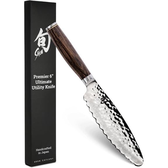 Shun Premier Ultimate Utility Knife 6-Inch, Serrated Utility Knife for Sandwiches and Vegetables
