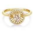 thumbnail image 2 of Gem Stone King 18K Yellow Gold Plated Silver Peach Morganite Ring for Women (0.98 Cttw, Oval 6X4MM, Gemstone October Birthstone, Size 9), 2 of 3