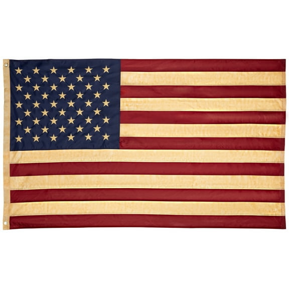 Northlight Patriotic Tea-Stained Embroidered Outdoor House Flag 60" x 36"