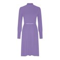 thumbnail image 5 of Kmdttou Women Solid Color Semi High Neck New Mid To Long Slim Sleeve With Knitted Long Sleeved Dress Inside The Head,Fashionable Casual Dresses for Women 2025, 5 of 6