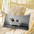 thumbnail image 4 of Funny Cow Pillow Covers, Linen Long Throw Pillow Case, Cute Art Vintage Lovely Animals on Bathtub Holiday Pillow Protector Decorative Cushion Cover for Living Room/Bedroom 20" x 30", 4 of 8