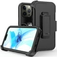 thumbnail image 2 of Xhy iPhone 13 Pro Case + Screen Protectors + Belt Clip Holster + Camera Lens Protector, Heavy Duty Hard Shockproof Armor Protector Case (Black), 2 of 7