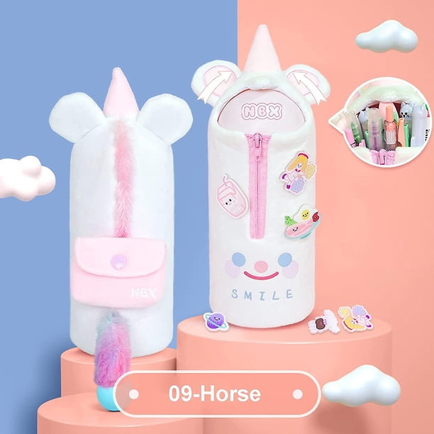 Lindo estuche de lápices de felpa, caja de lápices de dibujos animados creativos Kawaii para niños, niñas, adolescentes, estuche para lápices, portalápices, útiles escolares, estudiantes Stati