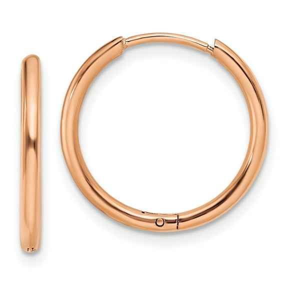 Primal Steel Stainless Steel Rose IP-plated 1.6mm Hinged Hoop Earrings