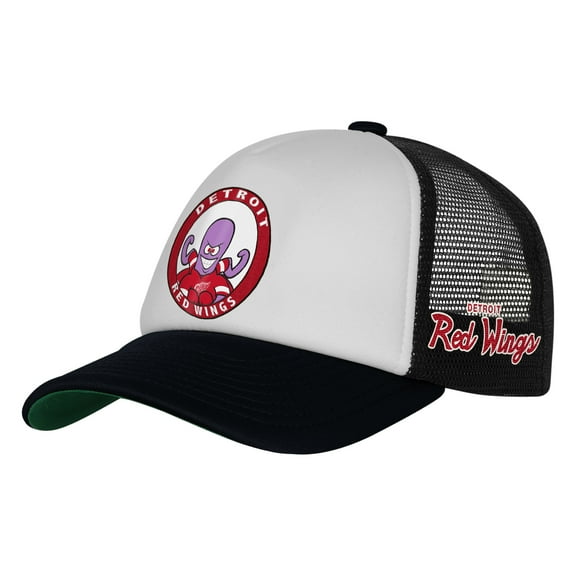 Youth Mitchell & Ness White Detroit Red Wings Mascot Adjustable Trucker Hat