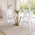 thumbnail image 3 of Ciphrias Dining Chairs Set of 4 Modern White PU Leather Diamond Quilted Silver Chrome Metal Legs for Kitchen Room, 3 of 7