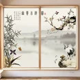thumbnail image 2 of Póster con estampado de peonía de ciruela y loto con letras, elegante pintura china en lienzo, arte de pared de plantas, cuadros decorativos para el hogar, 2 of 5