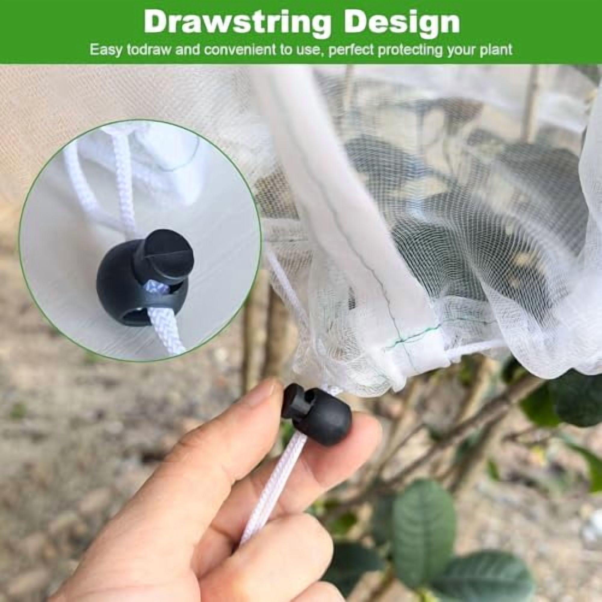 Large Fruit Tree Netting,2 Pack 10x10Ft Garden Netting Pest Barrier Mesh Covers Bags with Zipper and Drawstring Insect Bird Cover Netting Plant Protection Covers for Vegetables Bushes