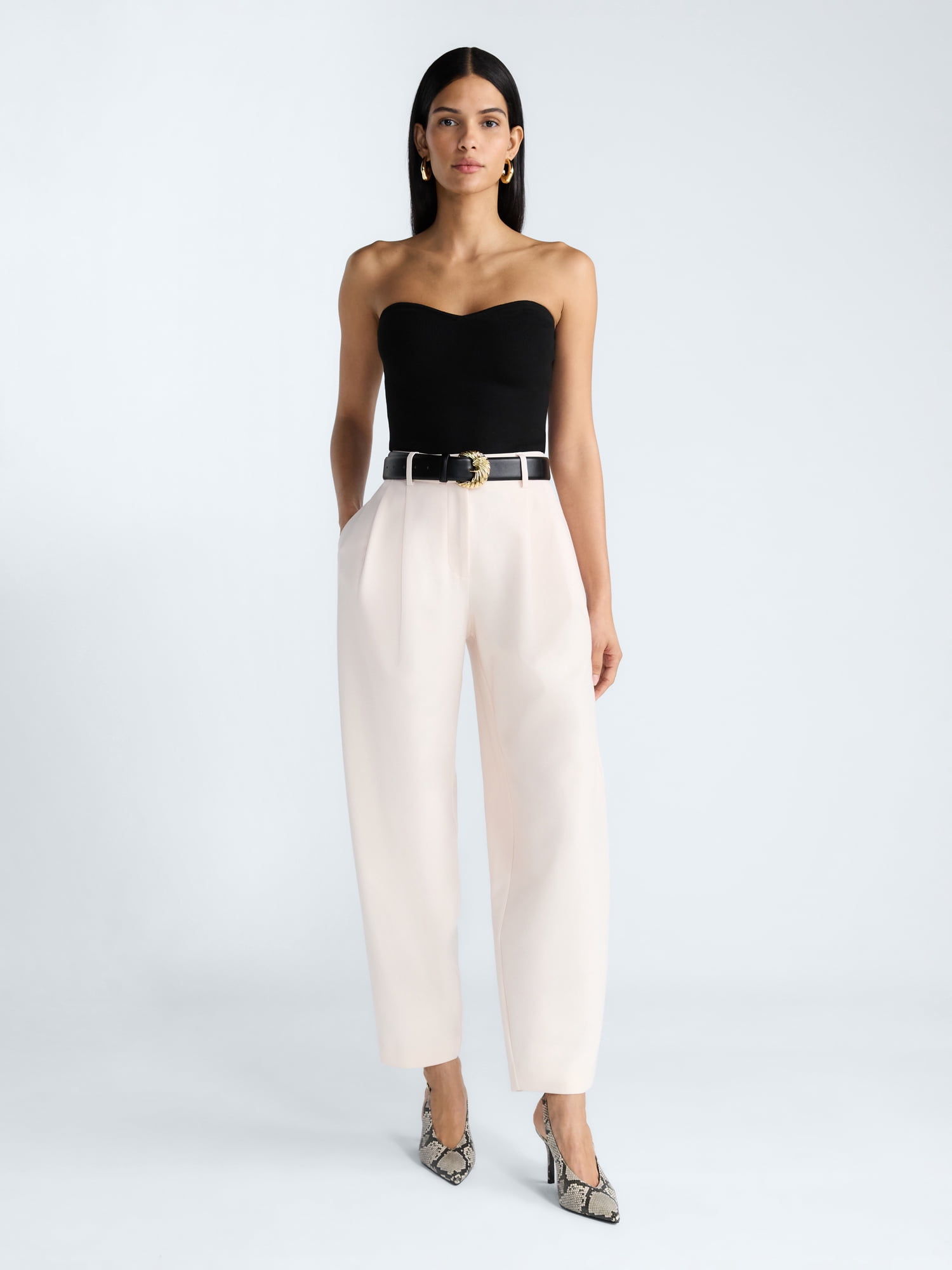 Devil Wears Prada Scoop Collection Women’s and Women's Plus High Rise Pleated Trousers, 30" Inseam, Sizes 0-26W