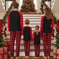 thumbnail image 3 of Family Matching Christmas Pajamas Letter Santa Print Tops Plaid Pants Sleepwear Set, 3 of 7