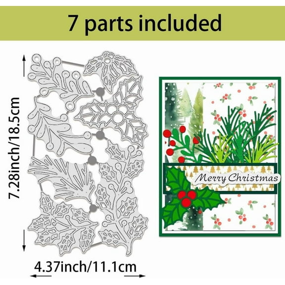 1pc Holly Leaves Cutting Dies Christmas Carbon Steel Embossing Tool Die Cuts Metal Templates for Scrapbooking Photo Album Decorative Embossing
