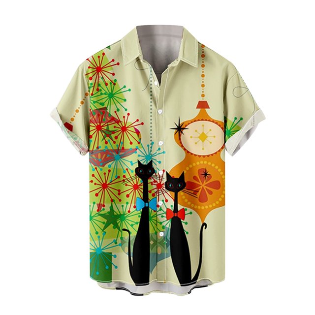 Hombres Casual Sin posicionamiento Botones de impresión Beach Turndown Camisa de manga corta Blusa Pompotops oipoqjl45644