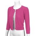 thumbnail image 2 of YEMAK Women's Crewneck Button Down 3/4 Sleeve Cropped Knit Cardigan Sweater MK3514, 2 of 11