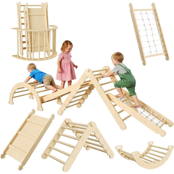 Qinaqin Plegable 8 en 1Triangle Climbing Set Indoor Playground Jungle Gyms para Toddlers 1-3 Baby Climber Kids Christmas Gift