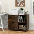 thumbnail image 2 of Gymax 3-Drawer Mobile File Cabinet w/ Open Adjustable Storage Shelf for Ho me Office Rustic Brown, 2 of 10