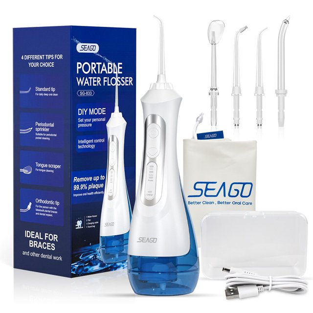 Irrigador de agua recargable SEAGO, hilo de agua, irrigador Dental Oral, portátil, 3 modos, tanque de 200ML, chorro de agua, resistente al agua IPX7 para el hogar Tan Jianjun unisex