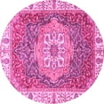 thumbnail image 1 of Ahgly Company Indoor Round Oriental Pink Modern Area Rugs, 4' Round, 1 of 4