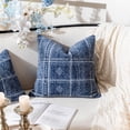thumbnail image 4 of Dark Blue Decorative Throw Pillow Covers Set of 2, Boho Farmhouse Cushion Cover, Cozy Soft Accent Pillowcase for Couch Sofa Bed Living Room Home Décor, 4 of 6