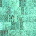 thumbnail image 1 of Ahgly Company Machine Washable Indoor Square Patchwork Turquoise Blue Transitional Area Rugs, 5' Square, 1 of 4