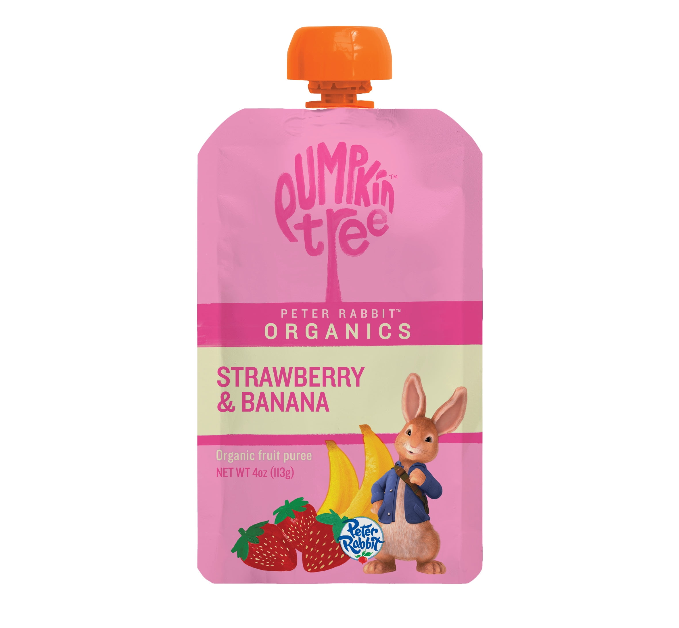 (12 pack) Pumpkin Tree Peter Rabbit Organics Strawberry and Banana Organic Fruit Snack, 4 oz