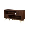 thumbnail image 2 of Console Multimédia en Bois Extensible avec Portes Cannelées - Noyer Foncé / Or, 2 of 6