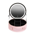 thumbnail image 1 of Bolsa de maquillaje LED inteligente con espejo, estuche redondo para cosméticos, luz portátil, espejo de tocador de gran capacidad, bolsa de almacenam Rosa, 1 of 8
