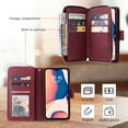 thumbnail image 2 of SaniMore for iPhone 14 Pro (6.1" 2022) 3 in 1 Case, Zipper Purse Cover + Card Slots +  Kickstand + Detachable Lanyard Comprehensive Protective Shockproof Anti-drop Shell For iPhone 14 Pro, Winered, 2 of 8